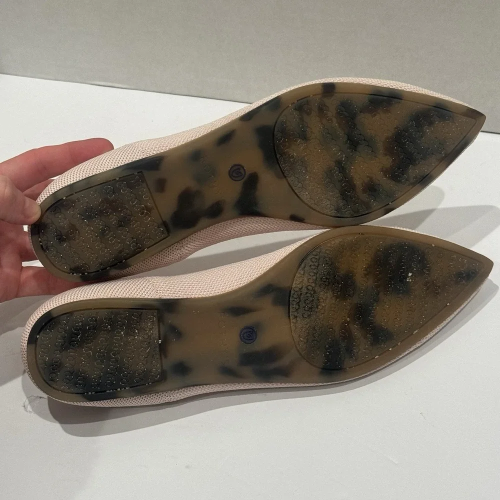 Rothy's‎ The Point Ballet Flats Shoes Light Pink Tortoise Shell Outsole US 7.5
